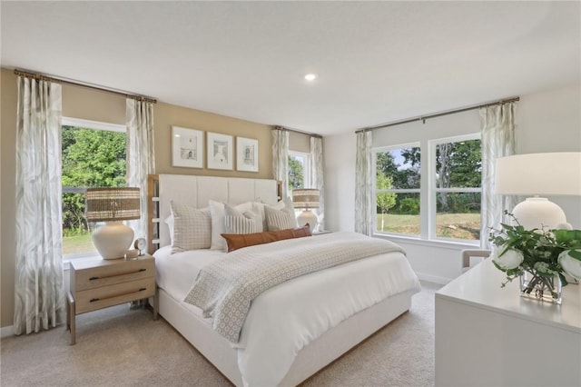 122 River Ridge Drive, Moon/Crescent Twp, PA 15108 - bedroom with light carpet, baseboards, and recessed lighting