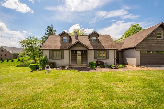 230 Brookwood Rd, Peters Twp, PA 15367 - view of front of house with a chimney, a front yard, a shingled roof, and driveway
