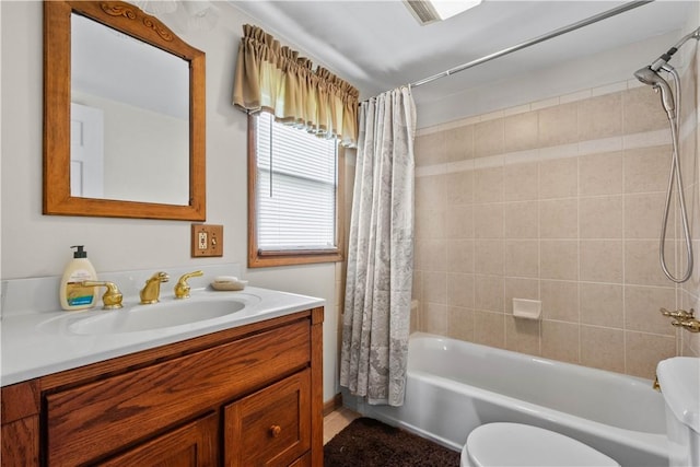 230 Brookwood Rd, Peters Twp, PA 15367 - bathroom featuring toilet, shower / bath combo with shower curtain, and vanity