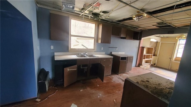 kitchen featuring a sink, healthy amount of natural light, and light countertops