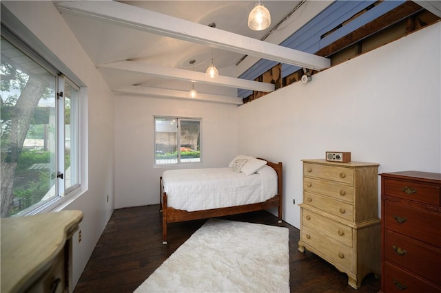 115 River Ave, Glenfield, PA 15143 - bedroom featuring beam ceiling, multiple windows, and dark wood-style floors