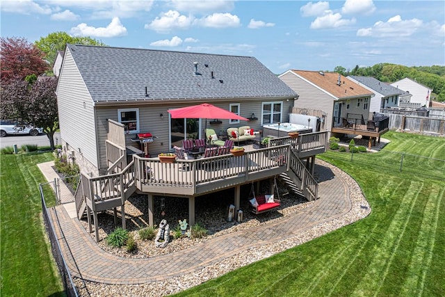113 Seavey Highlands, Shaler, PA 15223 - rear view of property with a wooden deck, an outdoor living space, stairs, and roof with shingles
