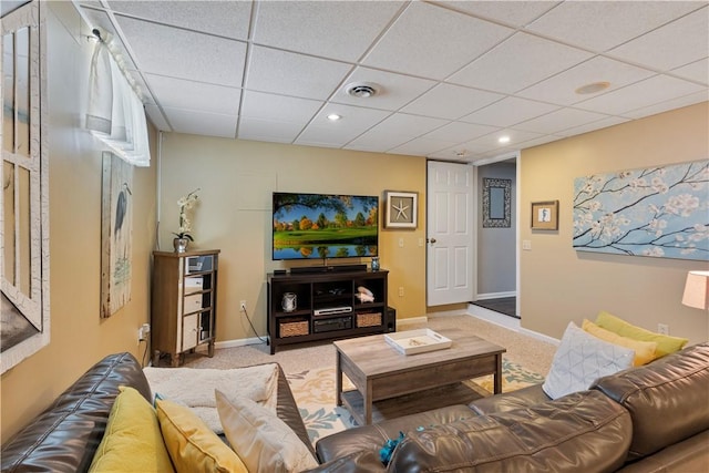 113 Seavey Highlands, Shaler, PA 15223 - living area with carpet flooring, a drop ceiling, baseboards, and recessed lighting