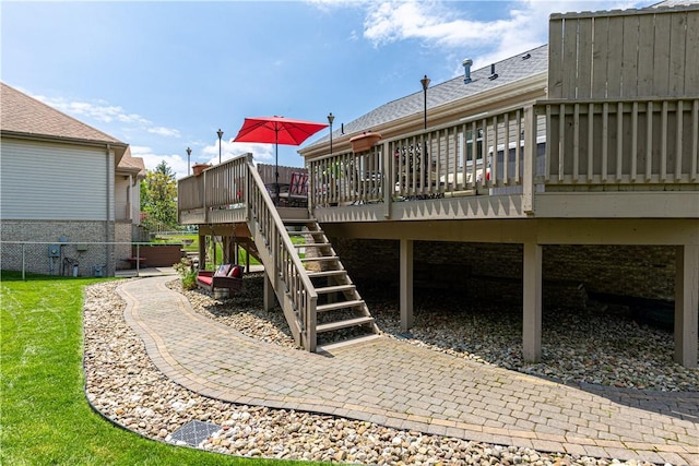 113 Seavey Highlands, Shaler, PA 15223 - back of house featuring a wooden deck, stairway, and fence