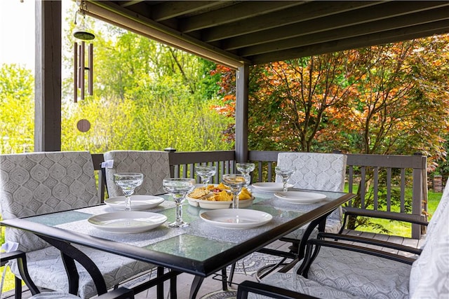 deck with outdoor dining space