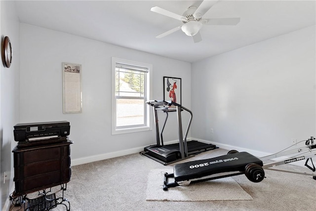 216 Settlers Ct, Peters Twp, PA 15367 - workout room with carpet, baseboards, and ceiling fan