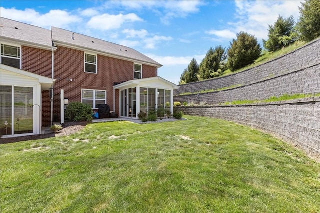 216 Settlers Ct, Peters Twp, PA 15367 - back of house featuring a sunroom and brick siding