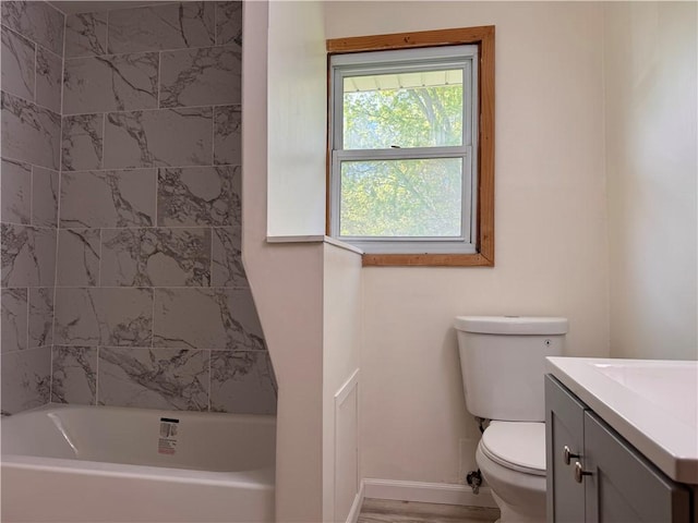 1350 George St, Hermitage, PA 16148 - full bathroom with vanity, toilet, baseboards, and tub / shower combination