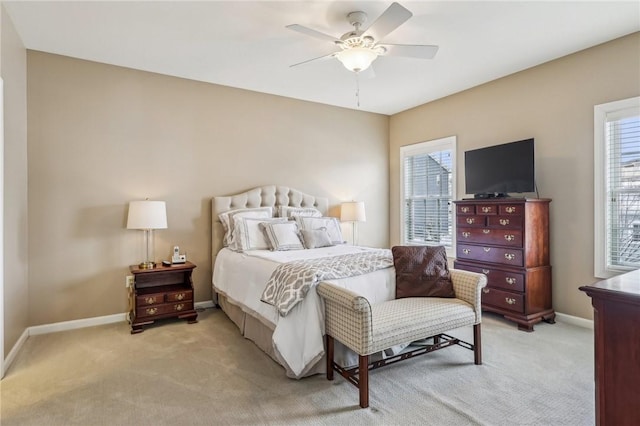 1241 Newbury Highland, South Fayette, PA 15017 - bedroom with light carpet, baseboards, and ceiling fan