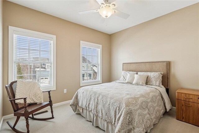 1241 Newbury Highland, South Fayette, PA 15017 - bedroom with light colored carpet, baseboards, and ceiling fan