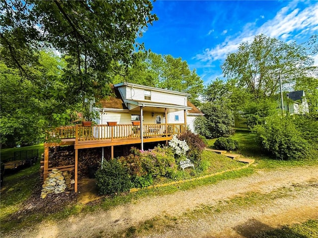 155 Elm St, Saint Clair Twp, PA 15954 - rear view of property with a deck and view of scattered trees