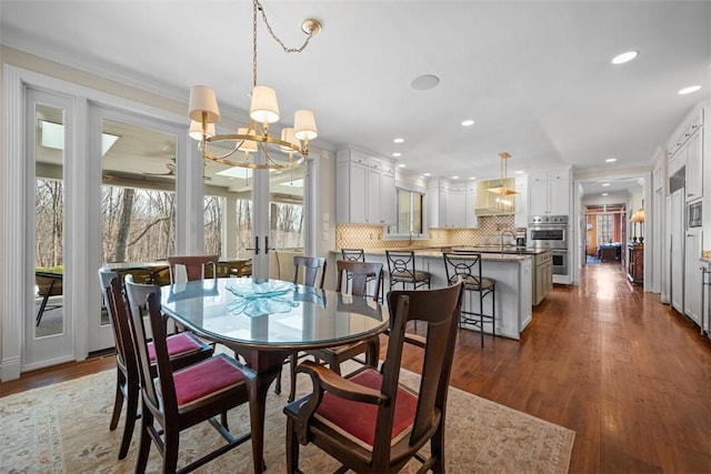 904 Champlain Pl, Adams Twp, PA 15044 - dining area featuring a chandelier, plenty of natural light, dark wood-style floors, and recessed lighting