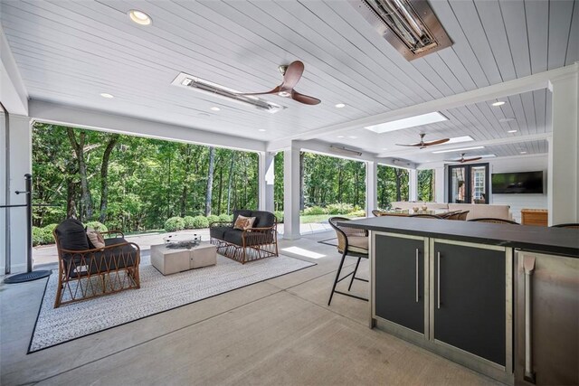 904 Champlain Pl, Adams Twp, PA 15044 - view of patio with an outdoor living space with a fire pit and a ceiling fan