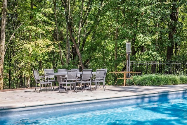 904 Champlain Pl, Adams Twp, PA 15044 - view of pool featuring fence, a view of trees, and a patio