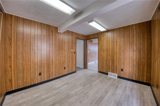 710 4th Ave, Ford City Boro, PA 16226 - unfurnished room featuring light wood-style flooring, wood walls, and beamed ceiling