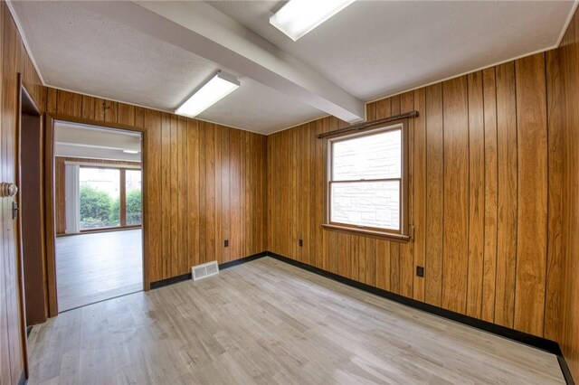 710 4th Ave, Ford City Boro, PA 16226 - unfurnished room with light wood-style floors, wood walls, and beamed ceiling