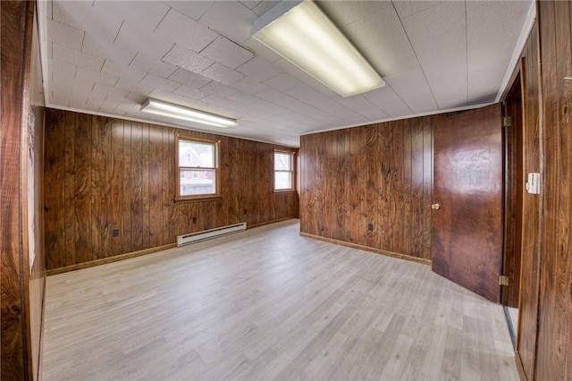 710 4th Ave, Ford City Boro, PA 16226 - unfurnished room featuring baseboard heating, wood finished floors, wooden walls, and baseboards