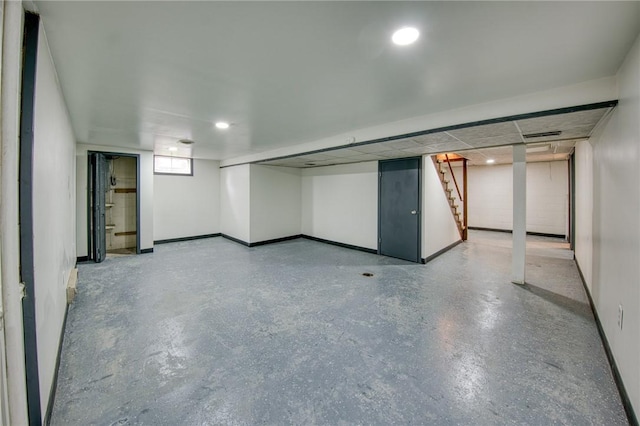 710 4th Ave, Ford City Boro, PA 16226 - basement featuring stairs, baseboards, and recessed lighting