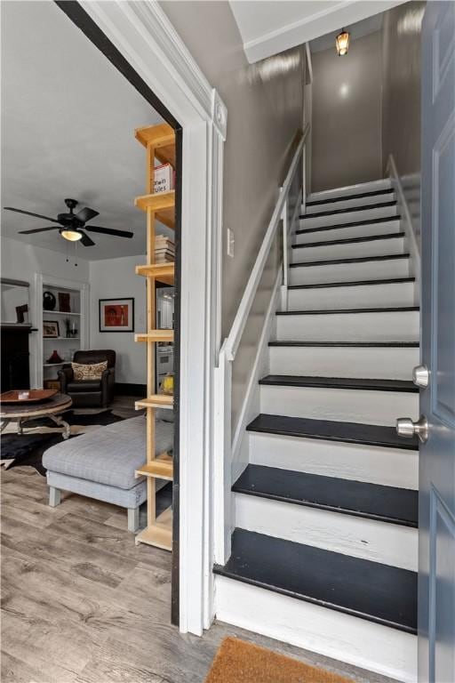 2611 Jane St, South Side, PA 15203 - staircase with a ceiling fan and wood finished floors