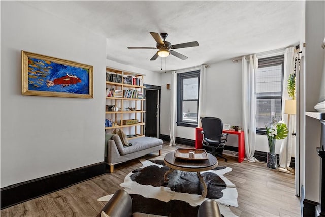 2611 Jane St, South Side, PA 15203 - living area featuring wood finished floors, plenty of natural light, and a ceiling fan