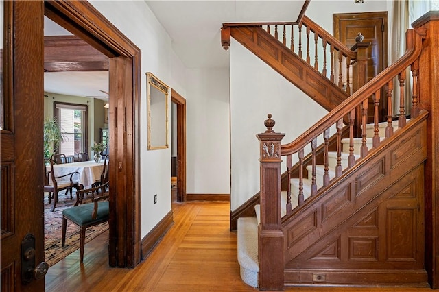 209 Bon Air Ave, Bon Air, PA 15210 - staircase with wood finished floors and baseboards