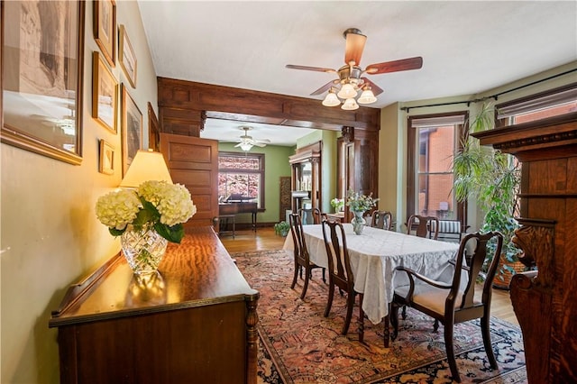 209 Bon Air Ave, Bon Air, PA 15210 - dining space featuring wood finished floors and a ceiling fan