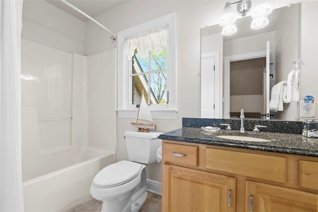 149 Walnut Ridge Dr, Chippewa Twp, PA 15010 - bathroom featuring toilet, baseboards, vanity, and shower / tub combo