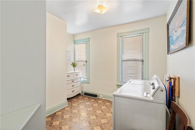 134 Modisette Ave, Donora, PA 15033 - laundry room with washing machine and clothes dryer and baseboards