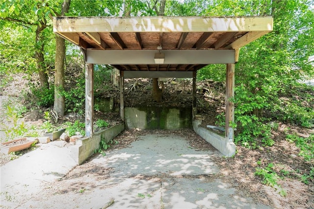 view of patio / terrace with a detached carport