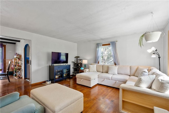 living area featuring wood finished floors