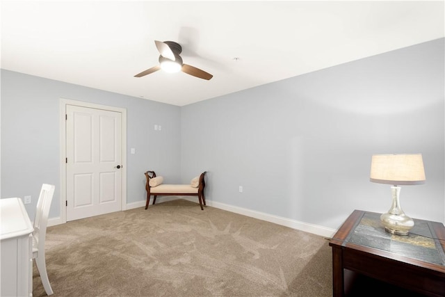 112 Shelton Place Dr, Connoquenessing Boro, PA 16033 - sitting room with ceiling fan, light carpet, and baseboards