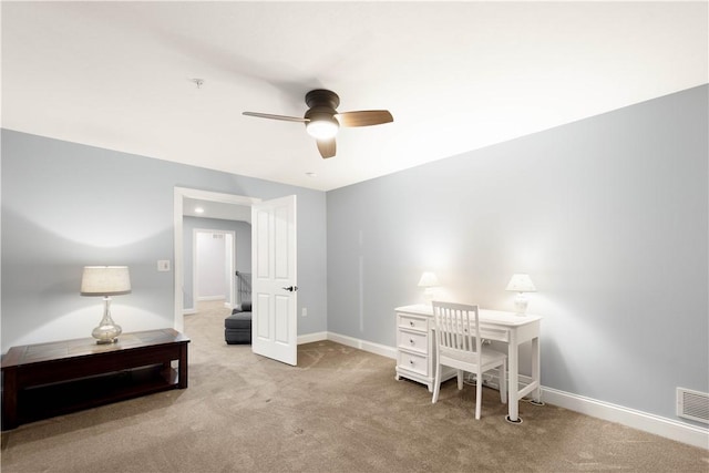 112 Shelton Place Dr, Connoquenessing Boro, PA 16033 - carpeted home office with ceiling fan and baseboards