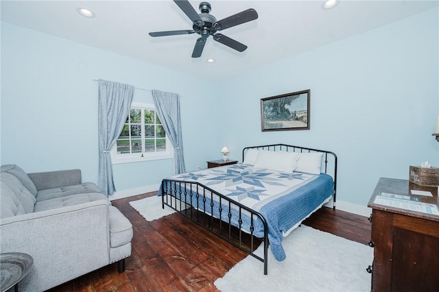 154 E Kittanning St, W/N Mahoning Twps, PA 16256 - bedroom featuring hardwood / wood-style flooring, recessed lighting, baseboards, and ceiling fan
