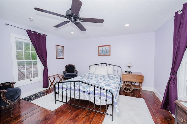 154 E Kittanning St, W/N Mahoning Twps, PA 16256 - bedroom featuring hardwood / wood-style floors, recessed lighting, ceiling fan, and baseboards