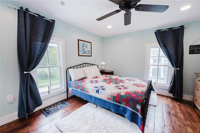 154 E Kittanning St, W/N Mahoning Twps, PA 16256 - bedroom featuring wood-type flooring, baseboards, a ceiling fan, and recessed lighting