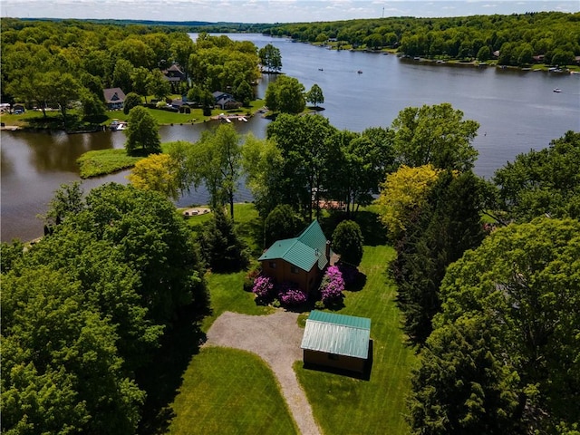 374 Latonka Dr, Jackson Twp Mer, PA 16137 - bird's eye view of a nearby body of water and a heavily wooded area