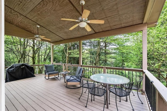 106 Briar Hill Dr, Jackson Twp But, PA 16063 - deck with ceiling fan, area for grilling, and outdoor dining area