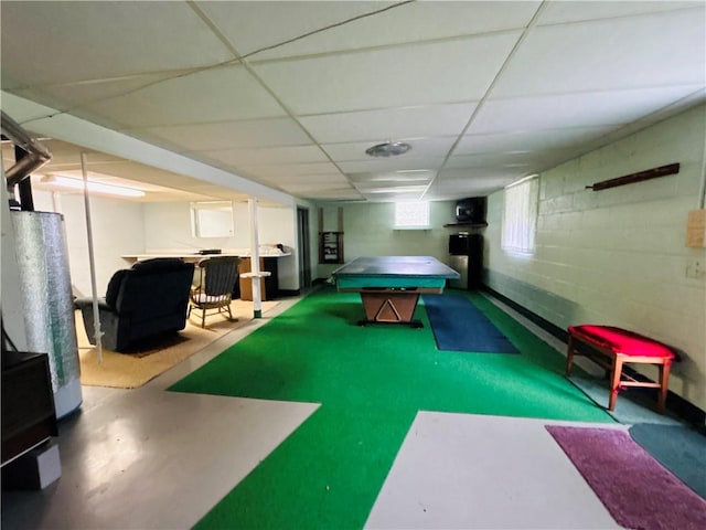 90 Dague Ln, South Franklin, PA 15301 - playroom with a drop ceiling and water heater