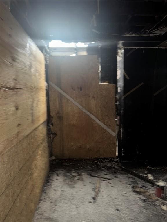 view of unfinished basement