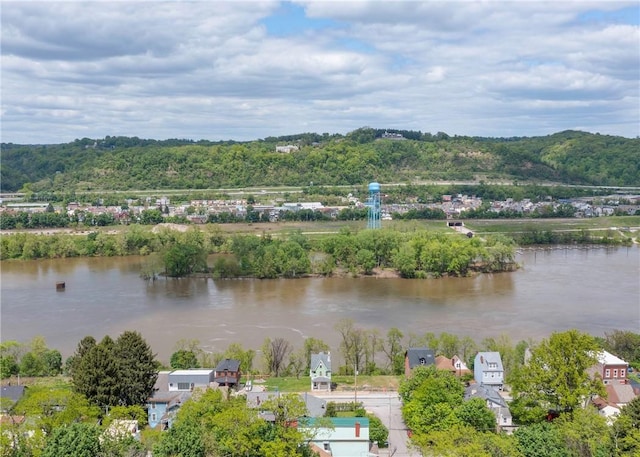 aerial view of a nearby body of water