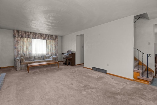677 Olive St, Mccandless, PA 15237 - carpeted living area featuring baseboards and stairs