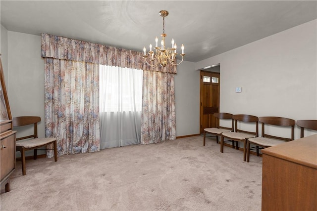 677 Olive St, Mccandless, PA 15237 - carpeted dining area with a chandelier and baseboards