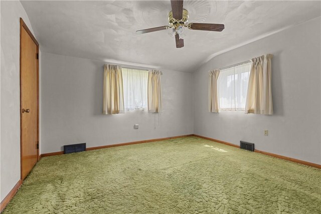 677 Olive St, Mccandless, PA 15237 - spare room with carpet flooring, ceiling fan, lofted ceiling, and baseboards