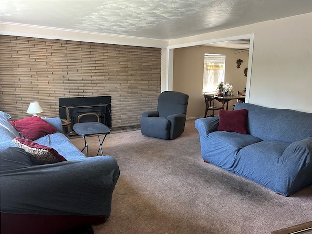 316 Franklin Dr, Peters Twp, PA 15241 - living room with carpet flooring and a brick fireplace