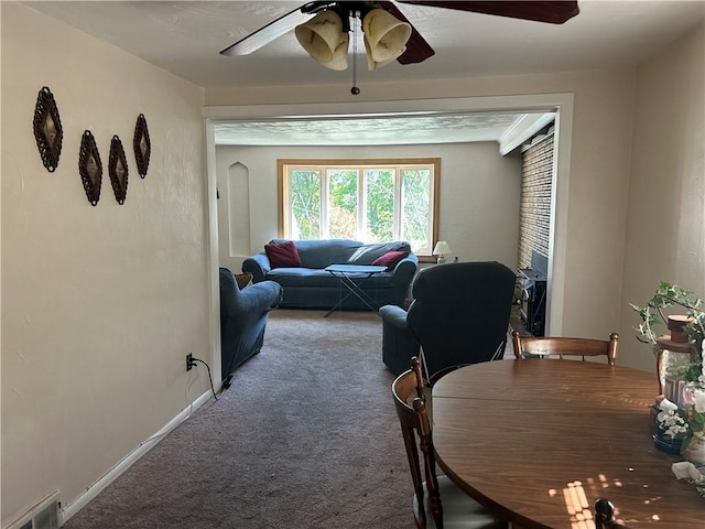 316 Franklin Dr, Peters Twp, PA 15241 - dining space featuring carpet floors, a ceiling fan, and baseboards