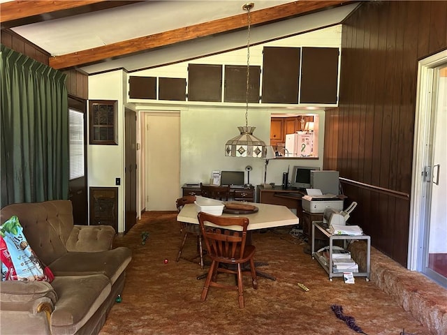 316 Franklin Dr, Peters Twp, PA 15241 - dining room featuring wooden walls, a desk, and carpet