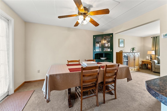 2228 Walton Ave, Overbrook, PA 15210 - dining space featuring carpet flooring, a ceiling fan, and baseboards