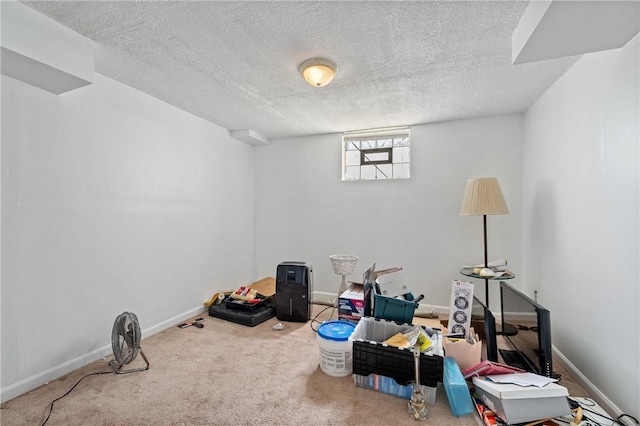 9235 Mary Ave, Mccandless, PA 15237 - recreation room with a textured ceiling, baseboards, and carpet