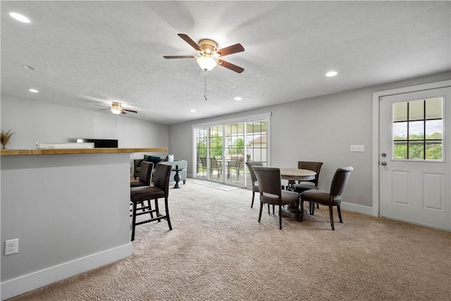 200 Broughton Rd, Bethel Park, PA 15102 - dining room featuring a ceiling fan, recessed lighting, light carpet, and baseboards