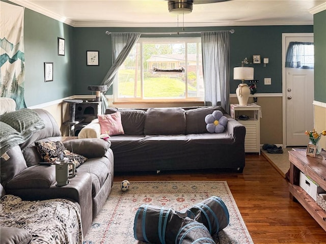 829 Cottonwood Dr, Monroeville, PA 15146 - living room featuring wood finished floors and crown molding